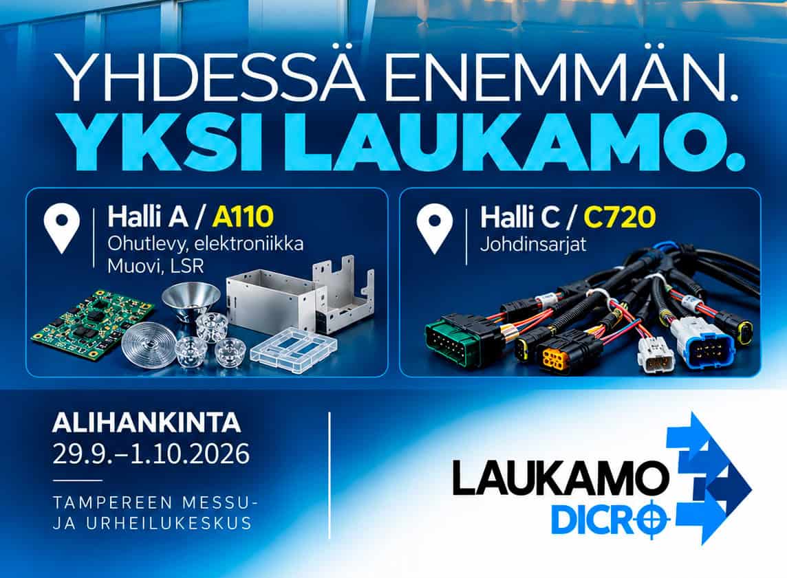 Laukamo Dicro kahdella messuosastolla Alihankintamessuilla 2026